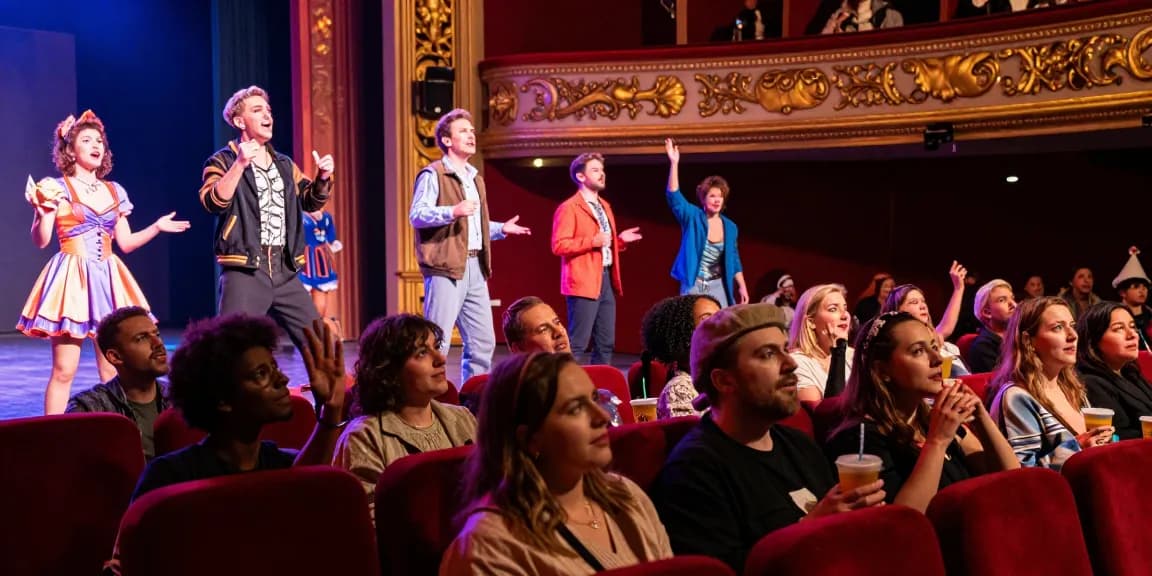 Rokok88 vibrant theatre experience with actors captivating the audience during a live performance.
