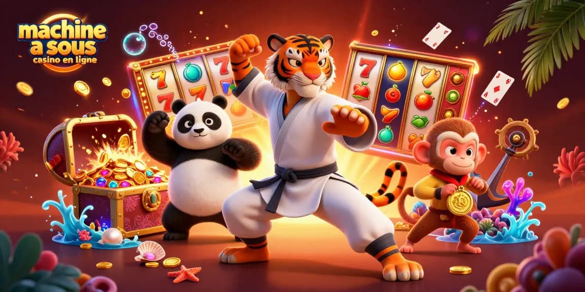 Jouez aux machines à sous casino en ligne avec des personnages animés dans un décor vibrant et captivant.