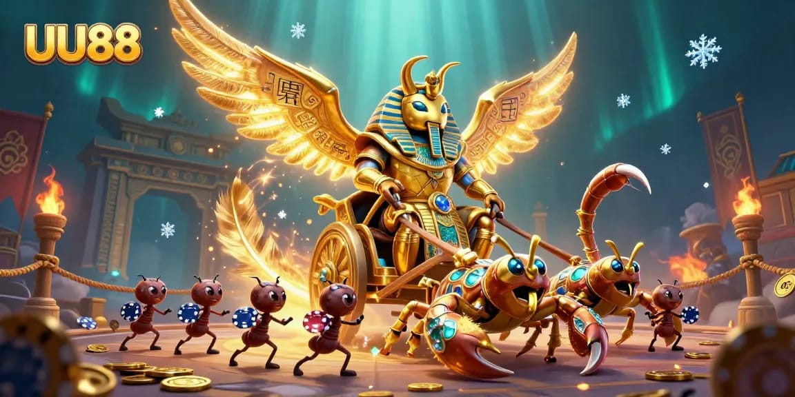 Experience thrilling gameplay at UU88 with a dynamic scene featuring colorful casino elements.