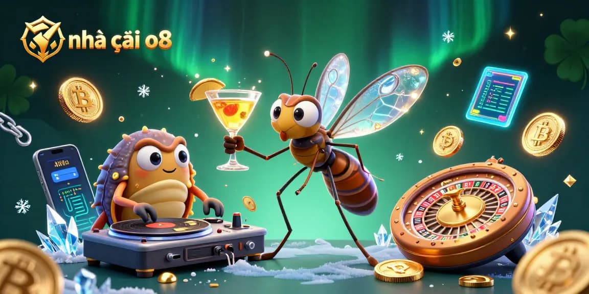 Experience the vibrant world of nhà cái o8 with a lively casino mascot and thrilling gaming elements.