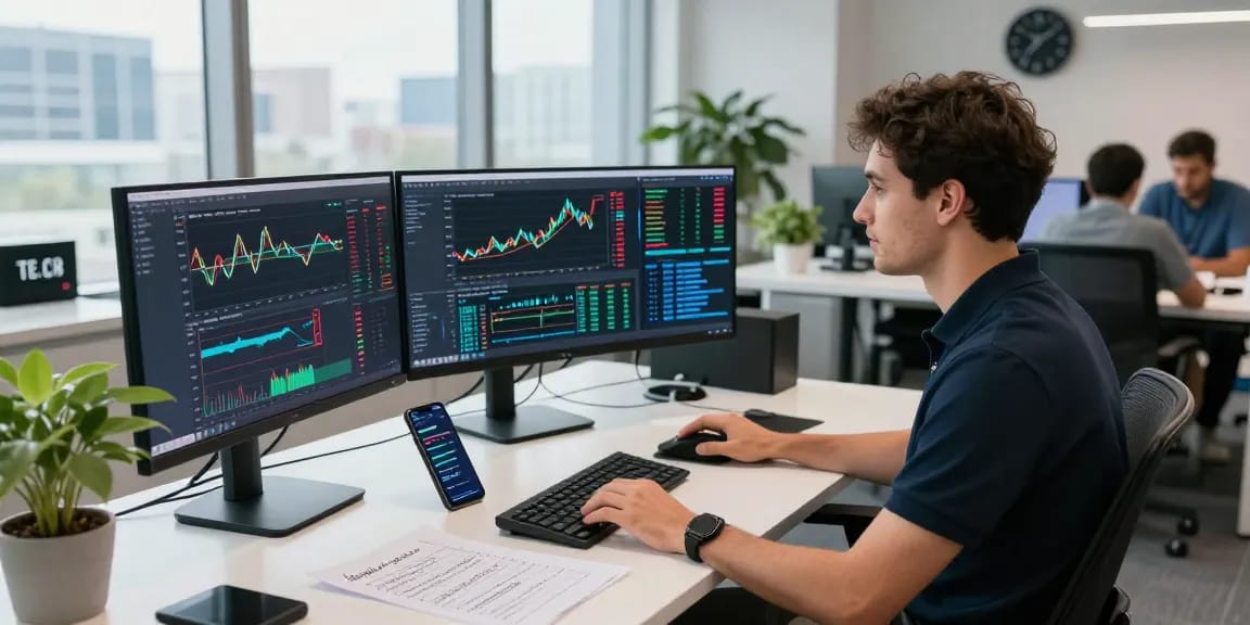 Real-time forex data displayed on multiple screens showcasing a multi-currency pair API for developers.