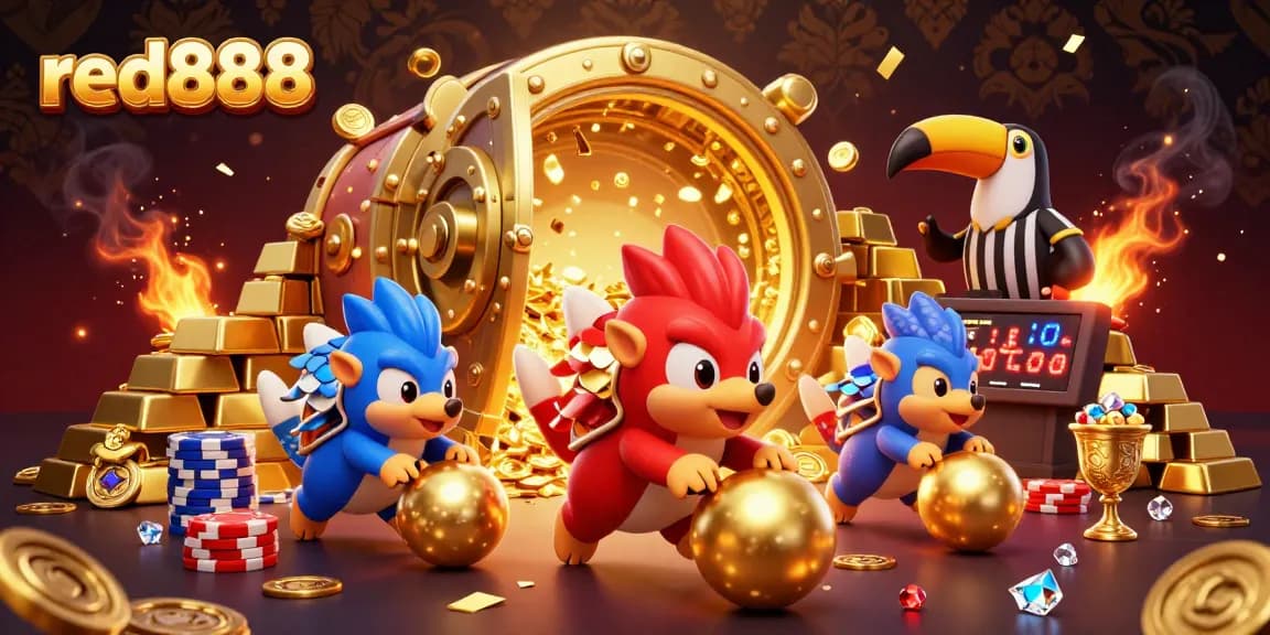 Experience the thrilling gameplay of red888 with rival pangolins in a vibrant casino scene.