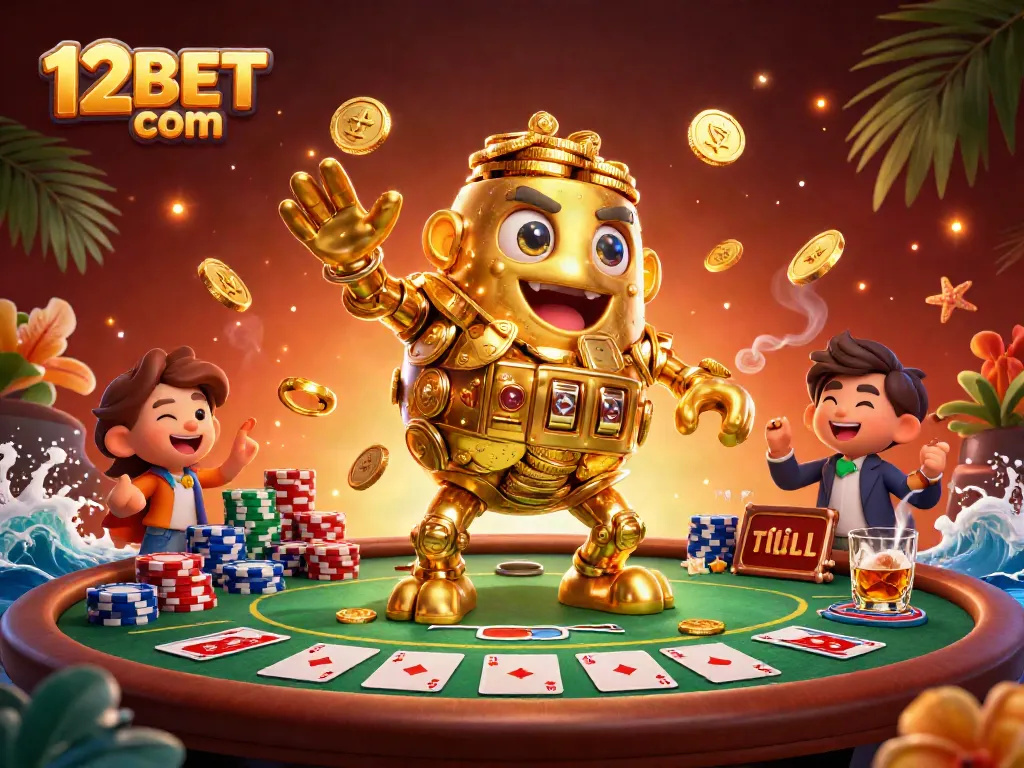 Experience thrilling gameplay at 12BET com with a vibrant casino scene featuring slots and poker.