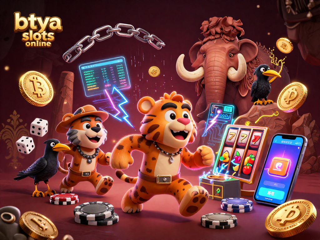Experience exciting action at betya slots online with vibrant 3D illustration of prehistoric casino characters.