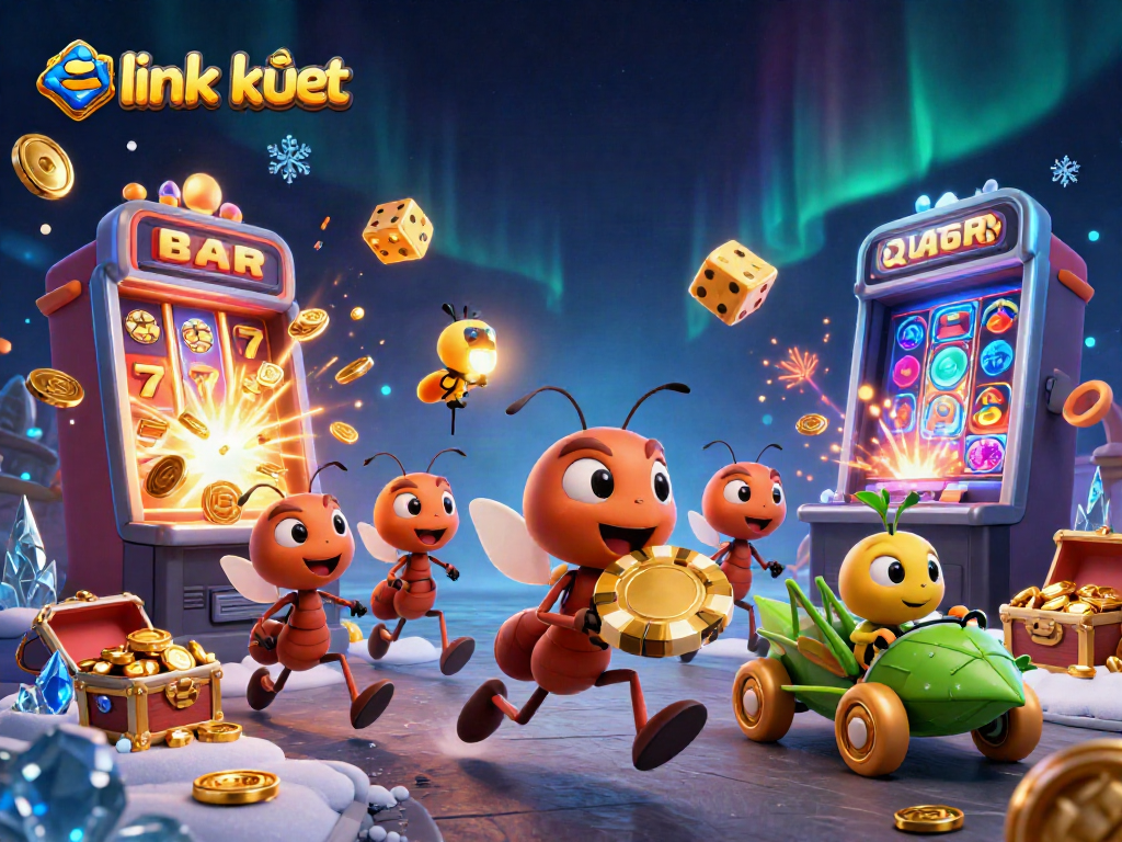 Experience thrilling wins with link vào kubet as cartoon ants heist poker chips among dynamic casino elements.