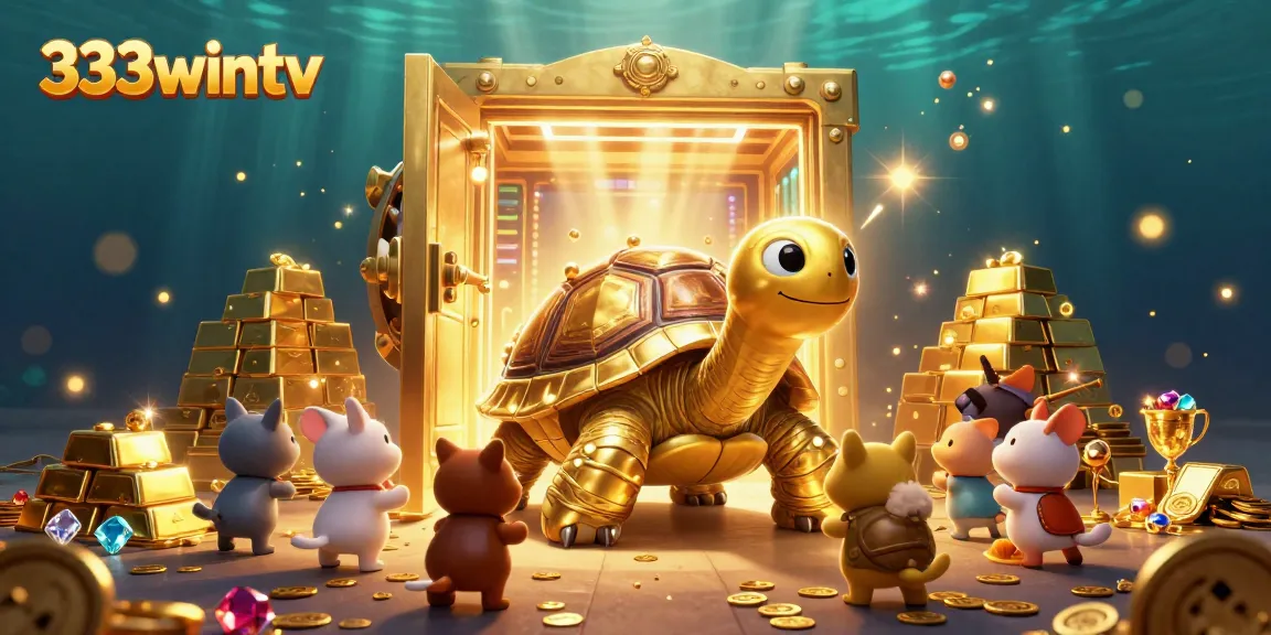 Experience the excitement of 333wintv with a colossal golden tortoise pinball machine at a vibrant casino scene.