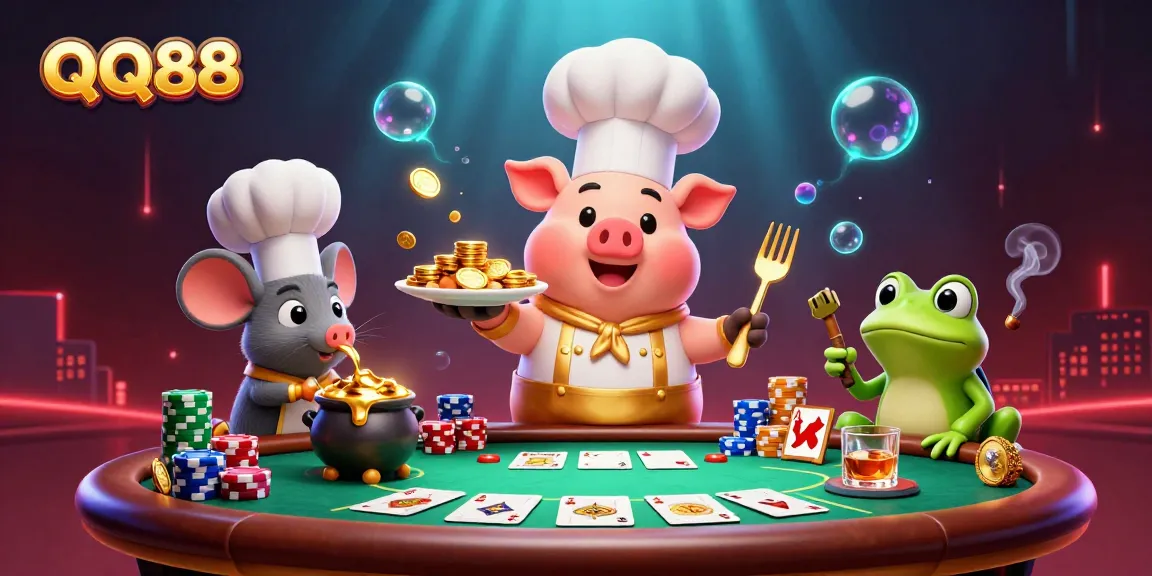 Engage in thrilling gameplay at QQ88 with vibrant 3D cartoon characters showcasing gambling excitement.