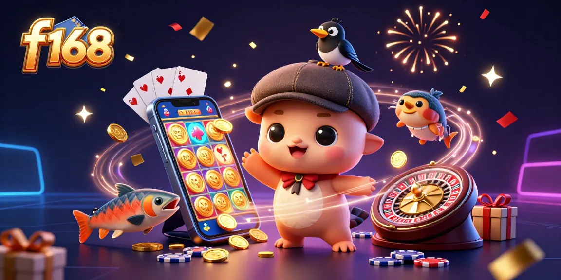 Experience exhilarating gaming with f 168, featuring Nessie, a gold magpie, and vibrant slot game elements.