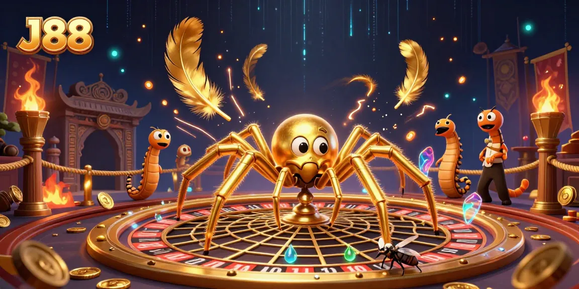 Watch a fly nervously gamble near the J88 roulette web controlled by a centipede croupier.