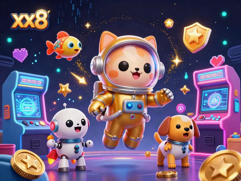 Experience the exciting gameplay at xx8 with colorful arcade machines and casino elements, highlighting dynamic gaming action.