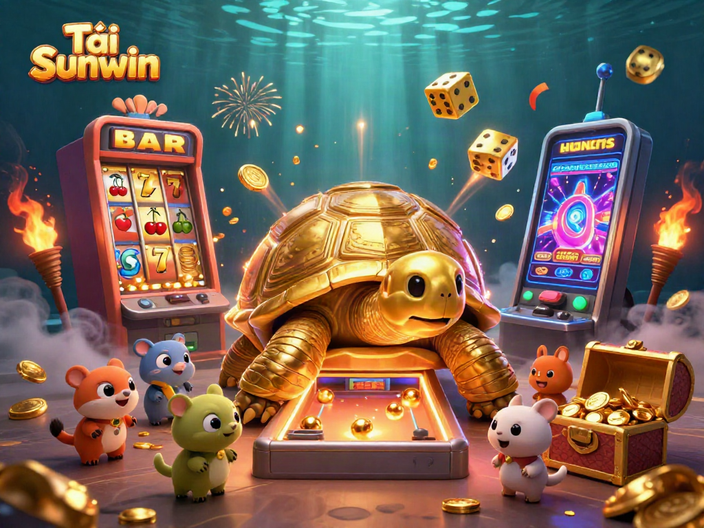 Experience excitement while playing Tải Sunwin and enjoy slot machine jackpots, cartoon characters, and vibrant casino elements.
