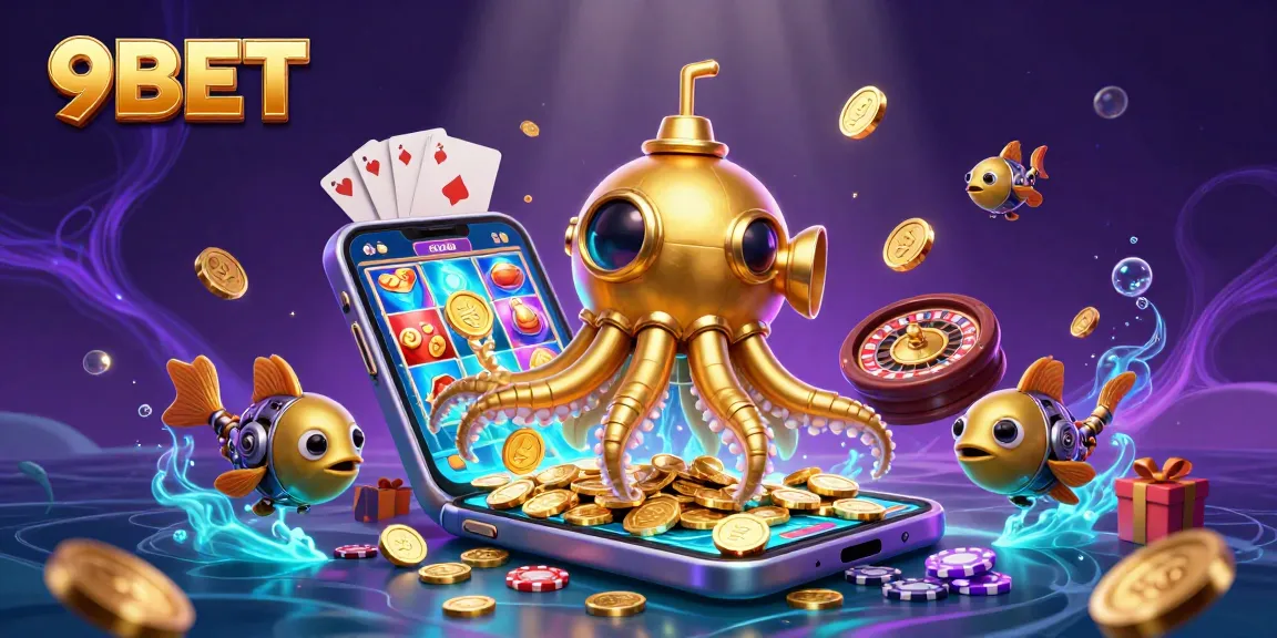 Engage in thrilling gameplay with 9BET featuring a vibrant underwater scene and dynamic casino elements.