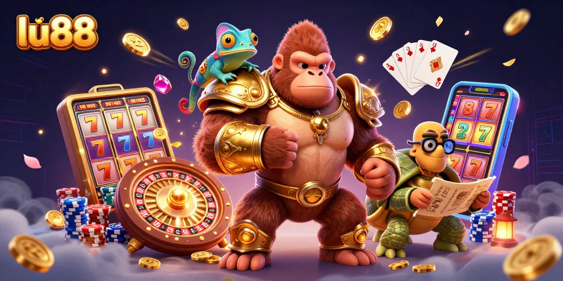 Experience thrilling jackpots at lu88 with 3D gorilla and colorful casino elements.