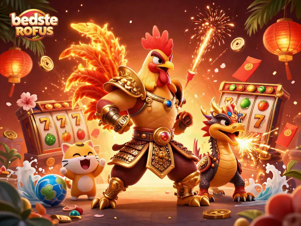 Experience the excitement of bedste casino uden ROFUS with fighting rooster and dragon warriors in action.