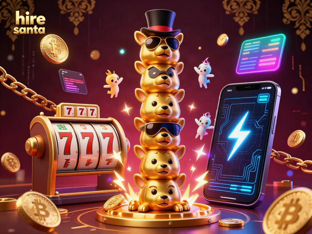 Engaging scene showcasing how to hire Santa for festive events with casino-themed elements.