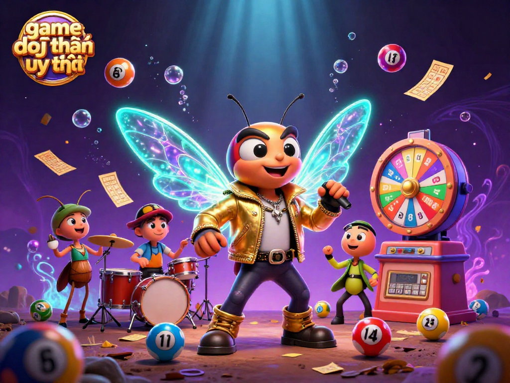 Engage with game đổi thưởng uy tín in this vibrant 3D scene featuring dynamic lottery elements.