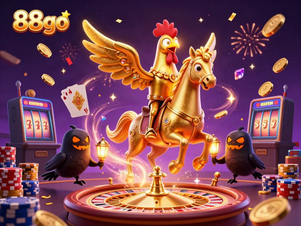 Experience thrilling wins at 88go with a vibrant casino adventure featuring a golden rooster and dynamic gaming elements.