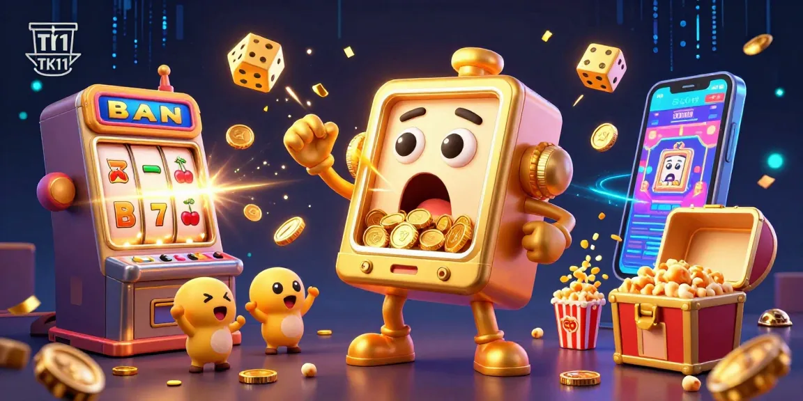 Experience TK11's jackpot excitement with our vibrant slot machine celebration full of coins and gaming fun.