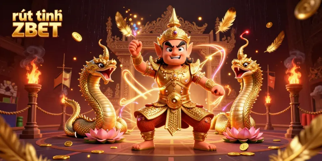 Engage with rút tiền ZBET in an elaborate, vibrant 3D casino scene with dynamic characters and elements.