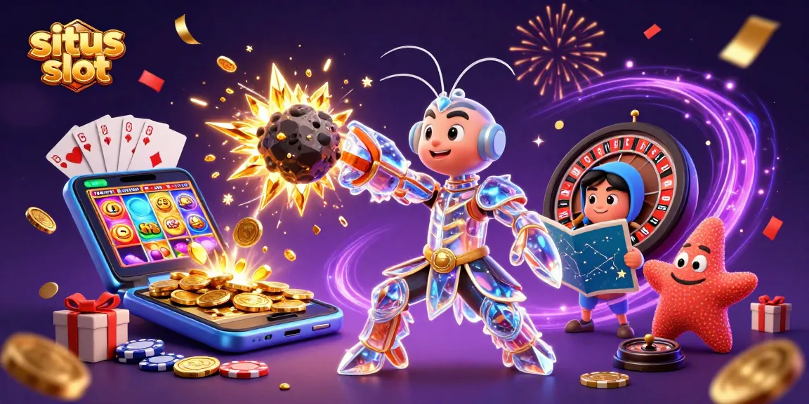 Experience fun and excitement at situs slot resmi with a thrilling 3D casino scene featuring vibrant games.