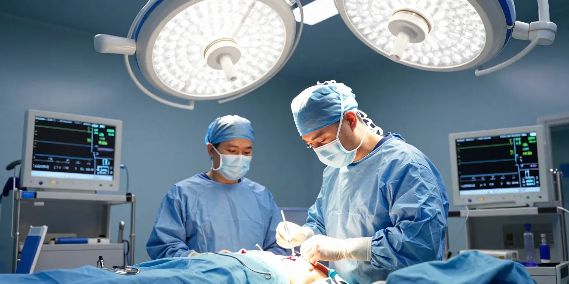 Dar kanal ameliyatı being performed by a skilled surgeon in a modern surgical environment with advanced instruments.