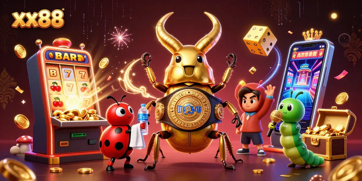 Experience the excitement of xx88 with a dynamic casino scene featuring vibrant characters and jackpot elements.