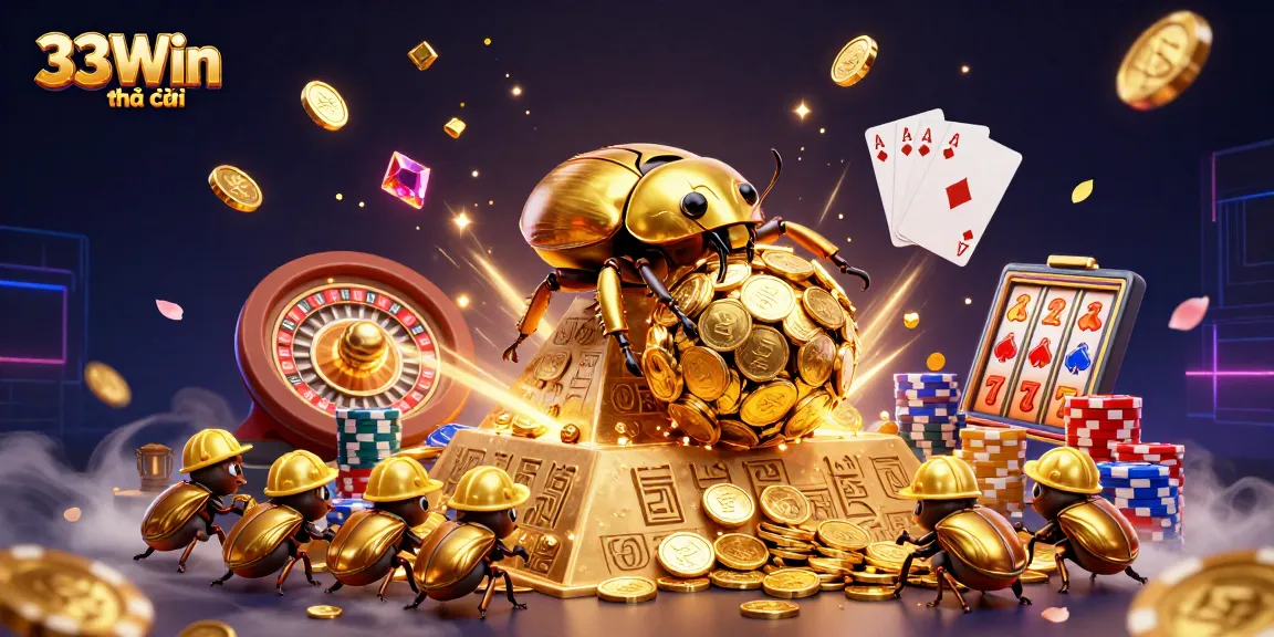 Experience thrilling bets at 33Win nhà cái with vibrant casino elements and colorful game symbols.