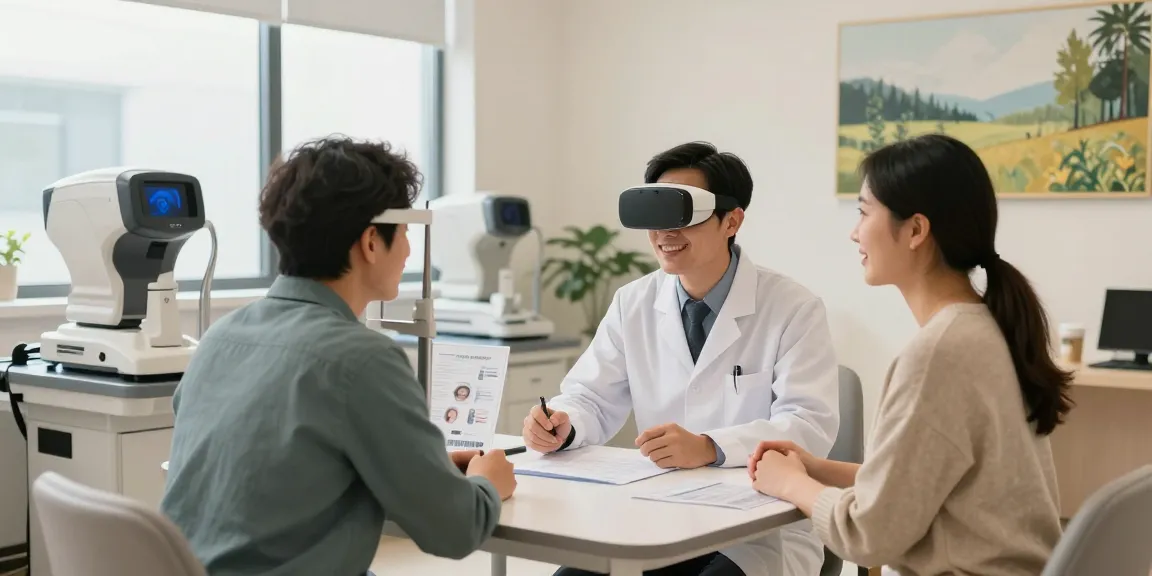 Consultation at a modern eye clinic showcasing personalized vision correction Смайл solutions