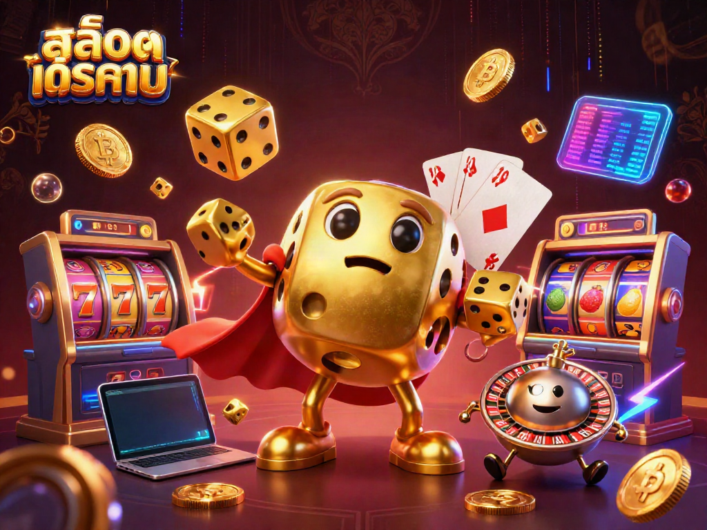 Experience สล็อตทดลอง with dynamic 3D characters and vibrant slot elements in an engaging casino scene.