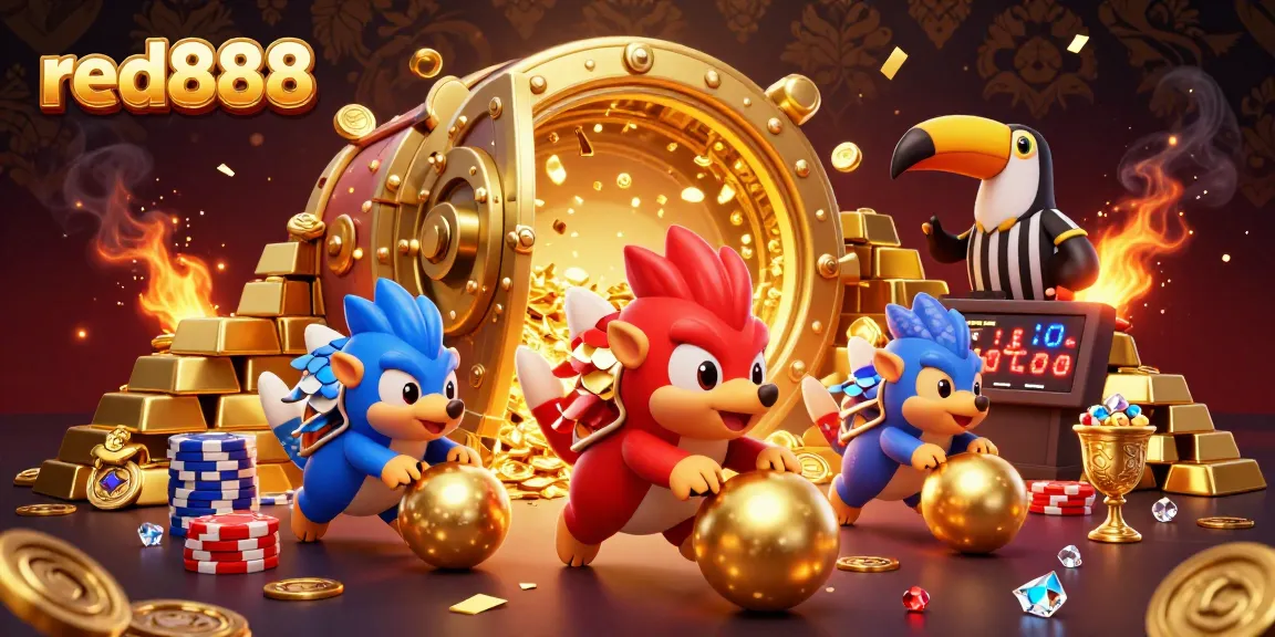 Experience the thrilling gameplay of red888 with rival pangolins in a vibrant casino scene.
