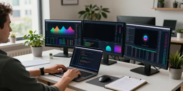 Ai Trading Software in a professional crypto trading workspace with live market data and digital wallet interface.