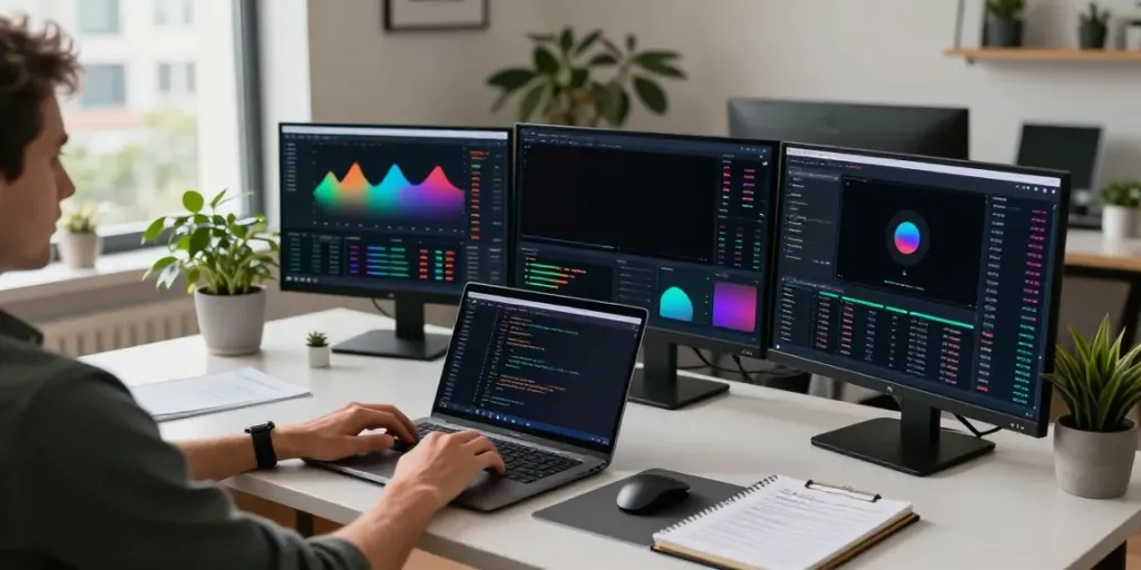 Ai Trading Software in a professional crypto trading workspace with live market data and digital wallet interface.