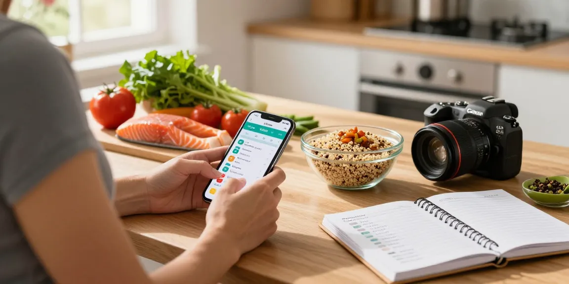 Healthy meal preparation scene showcasing the best calorie tracking apps for effortless nutrition tracking