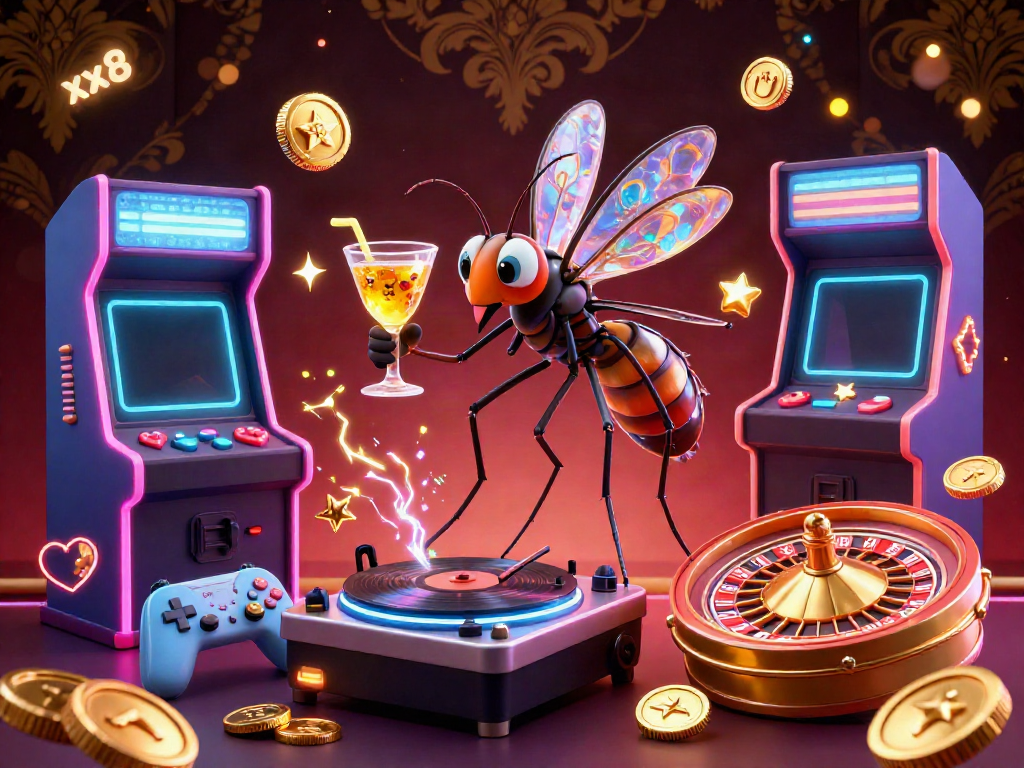 Experience the excitement of xx8 casino with a lively scene featuring unique characters and vibrant gaming elements.