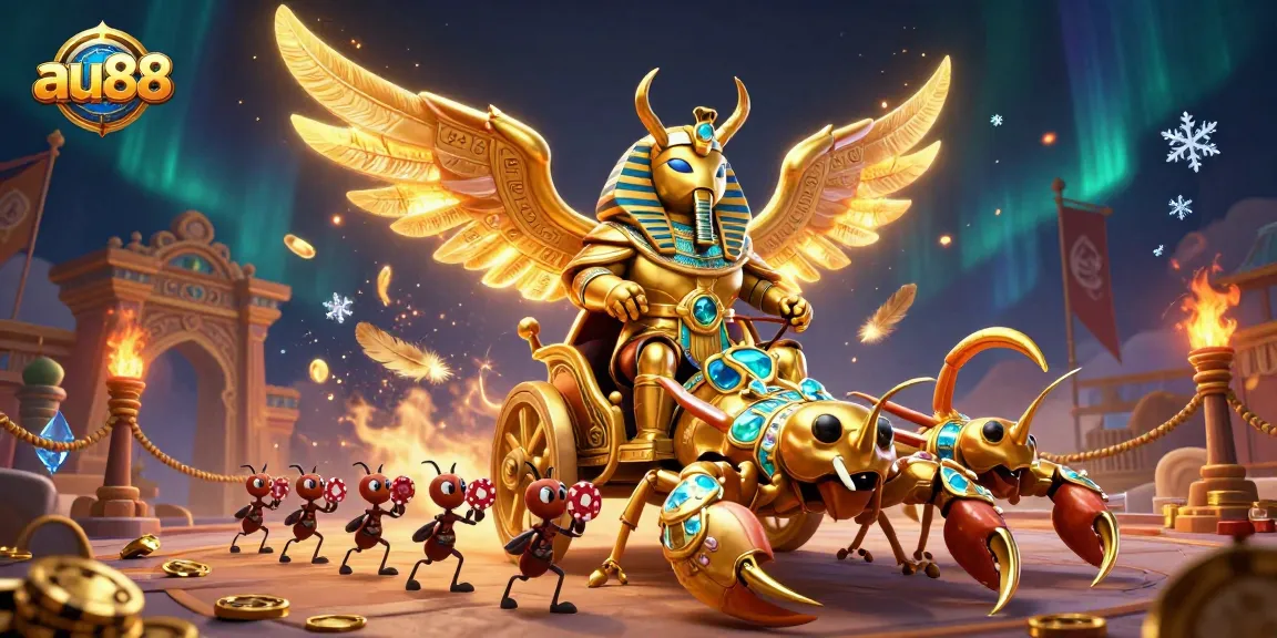 Experience the excitement of gambling with au88 through an intricate 3D scene filled with vibrant casino elements.