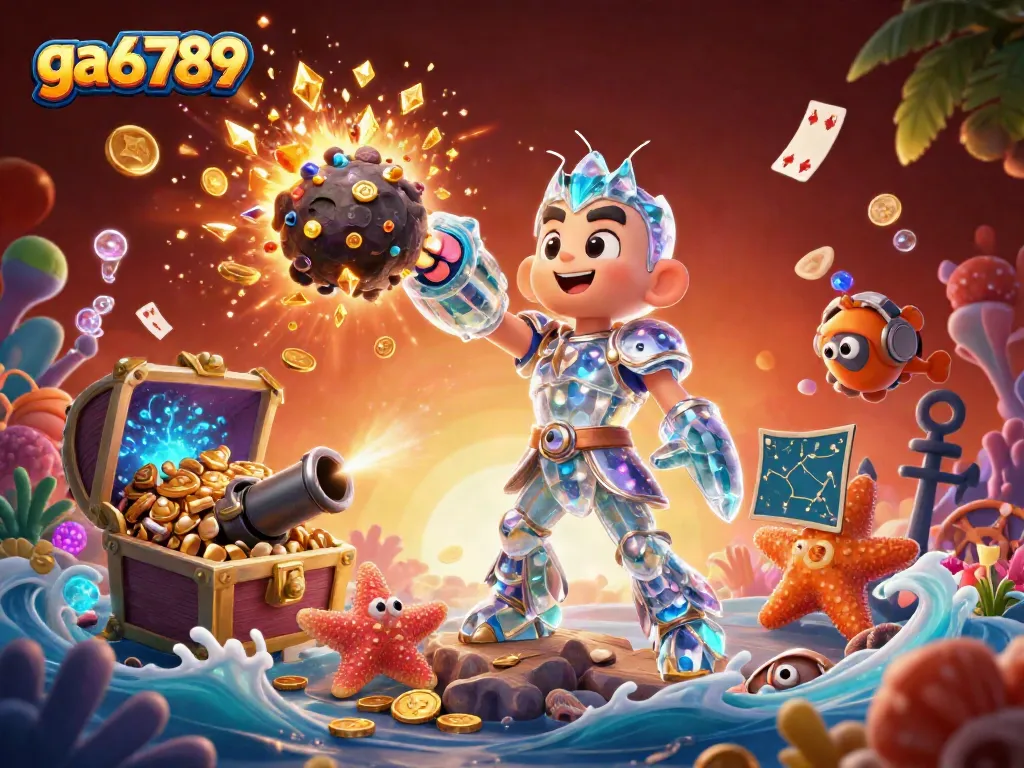 Engage with ga6789's vibrant underwater casino scene filled with treasures, games, and action.