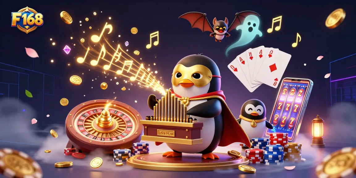 Win big with F 168 at this vibrant 3D casino scene featuring classic games and amazing action.