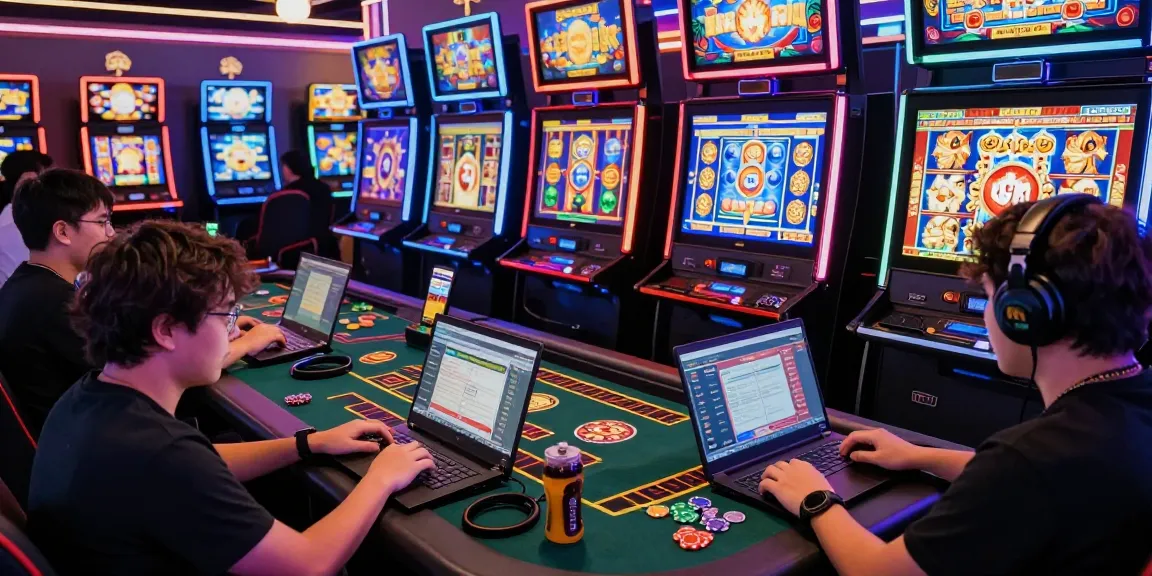 Players celebrating wins on slot gacor machines in a vibrant online casino