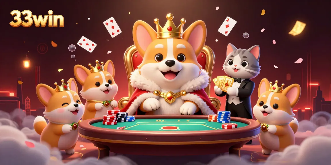 Experience thrilling wins at 33win with charming characters amidst vibrant casino visuals.