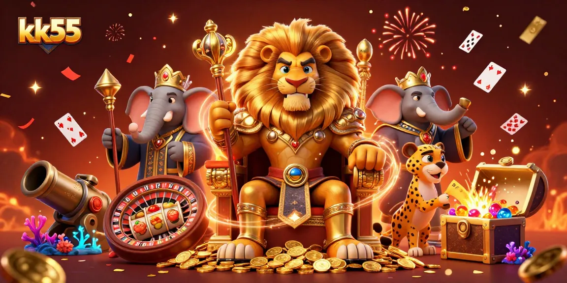 Experience exciting wins at kk55, where vibrant casino games come alive in a dynamic 3D illustration.