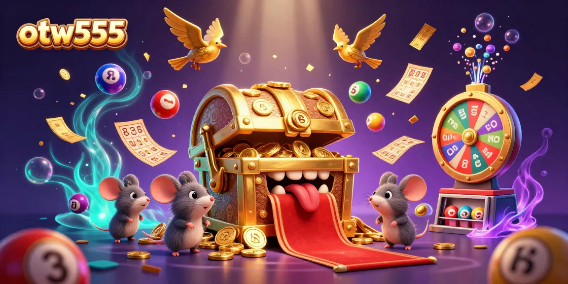 otw555 showcases a vibrant lottery scene with adventurous mice and dynamic game elements