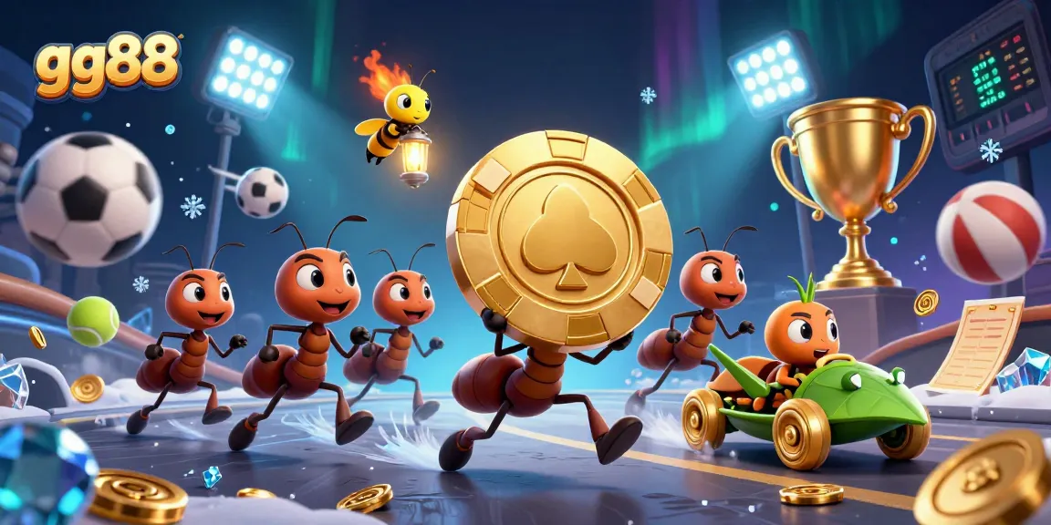 Engage in thrilling gameplay at gg88 with a vibrant scene of ants on a golden heist.